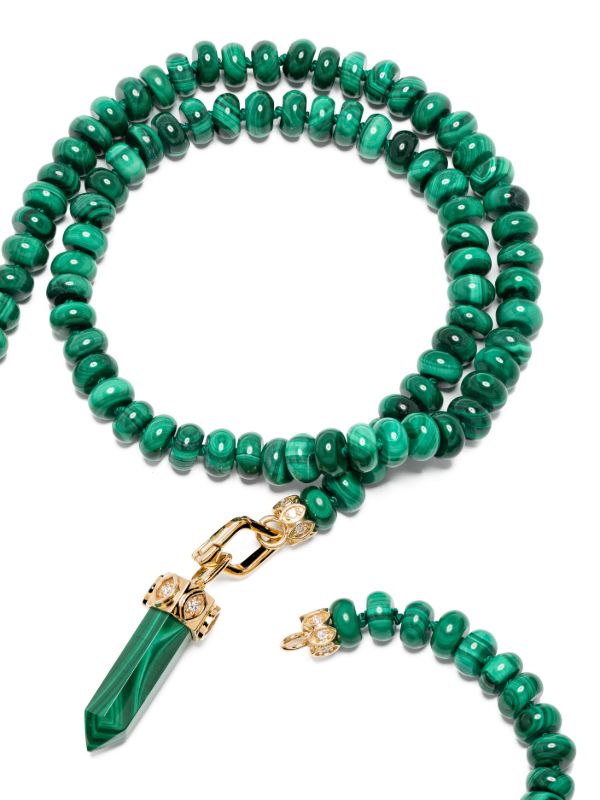 Sydney Evan 14K Yellow Gold Eye Malachite Beaded Necklace | Browns Necklaces