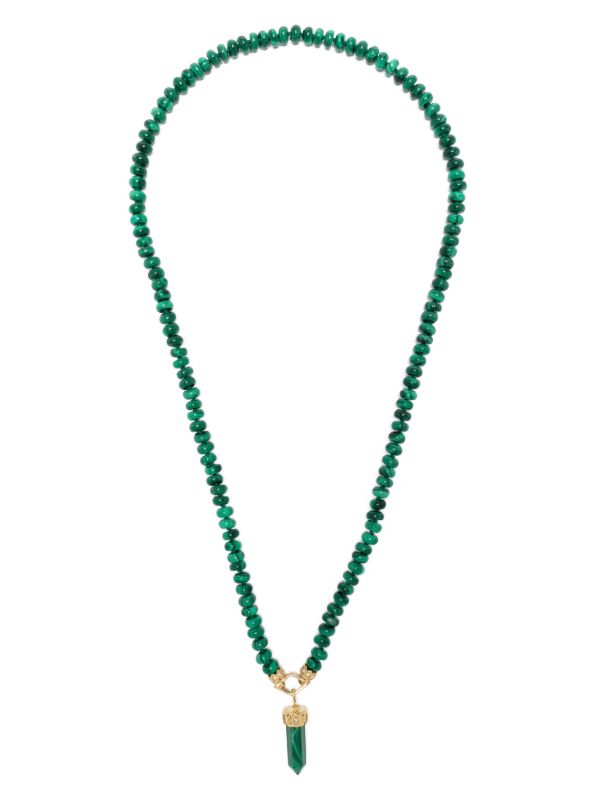 Sydney Evan 14K yellow gold Eye malachite beaded necklace | Browns Necklaces