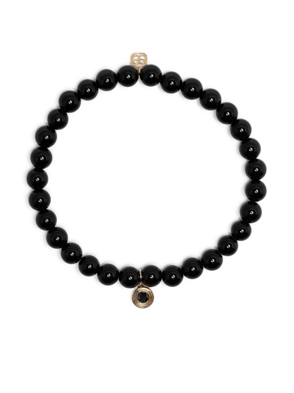 Sydney Evan 14K yellow gold Fluted Station onyx and diamond bracelet | Browns Bracelets