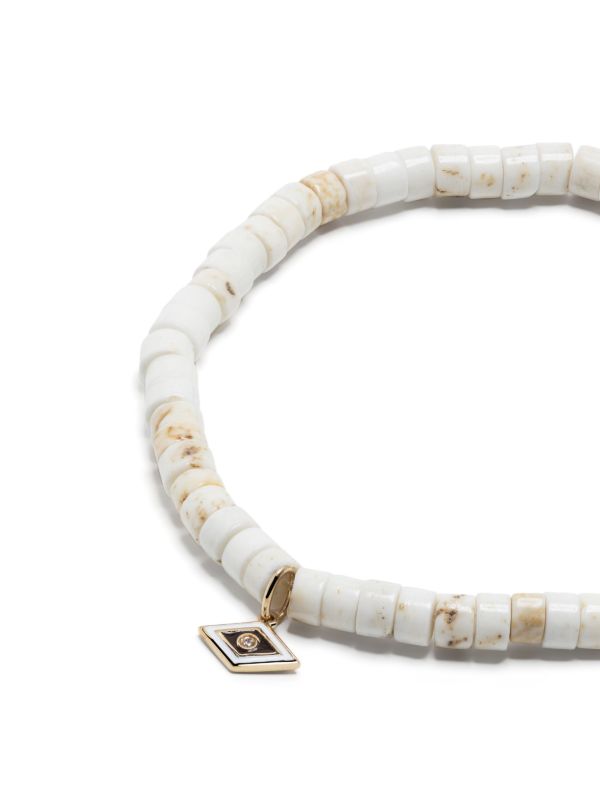 Sydney Evan 14K Yellow Gold Groovy Eye Dolomite And Diamond Bracelet | Browns Bracelets