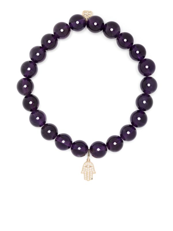 Sydney Evan 14K Yellow Gold Hamsa Amethyst And Diamond Bracelet | Browns Fine Bracelets