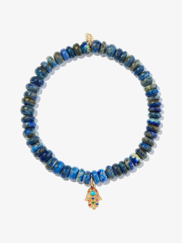 Sydney Evan 14K yellow gold Hamsa lapis lazuli sapphire beaded bracelet | Browns Fine Bracelets