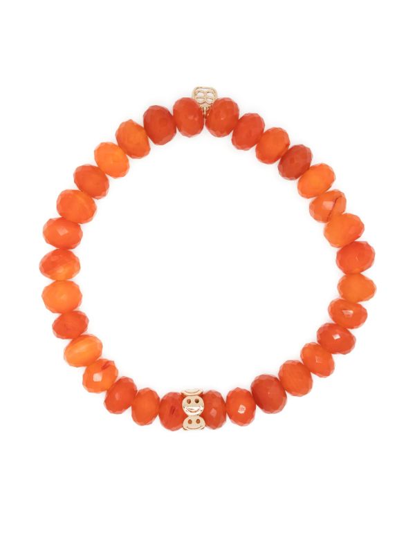 Sydney Evan 14K Yellow Gold Happy Face Carnelian Bead Bracelet | Browns Fine Bracelets