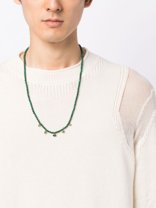 Sydney Evan 14K Yellow Gold Marquise Eye Malachite And Diamond Necklace | Browns Necklaces