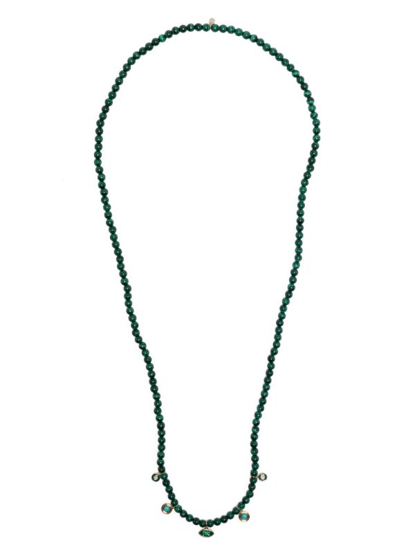 Sydney Evan 14K Yellow Gold Marquise Eye Malachite And Diamond Necklace | Browns Necklaces
