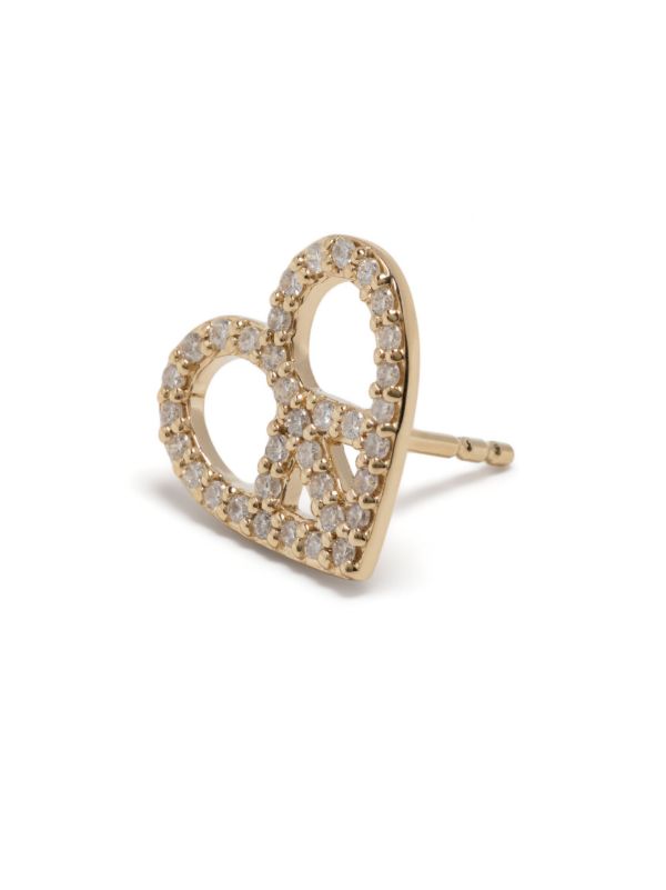 Sydney Evan 14K Yellow Gold Peace Heart Diamond Single Stud Earring | Browns Fine Earrings