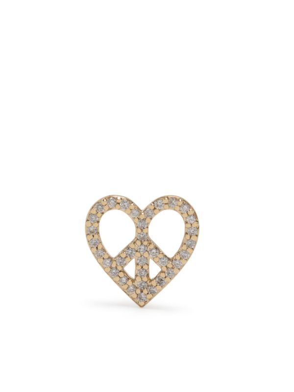 Sydney Evan 14K yellow gold Peace Heart diamond single stud earring | Browns Fine Earrings