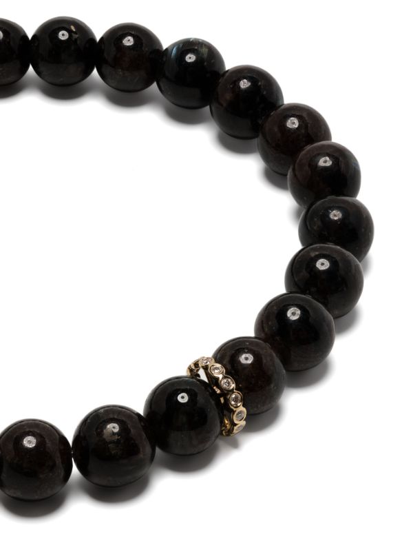 Sydney Evan 14K Yellow Gold Rondelle Hypersthene And Diamond Bracelet | Browns Bracelets