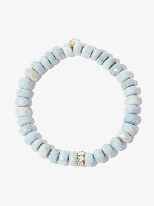 Sydney Evan 14K yellow gold Rondelle opal diamond beaded bracelet | Browns Fine Bracelets