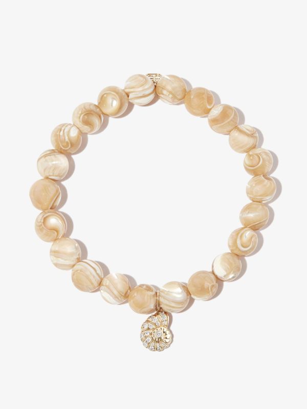Sydney Evan 14K yellow gold Shell mother of pearl diamond beaded bracelet | Browns Fine Bracelets