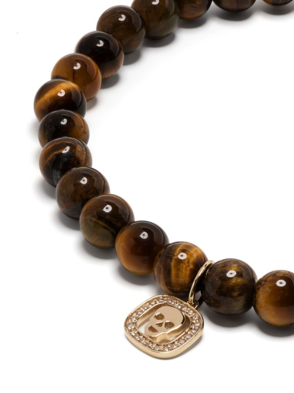 Sydney Evan 14K Yellow Gold Skull Tiger's Eye Bracelet | Browns Bracelets