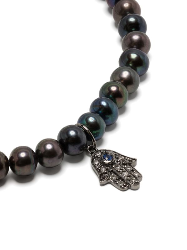 Sydney Evan 14K Yellow Gold Small Hamsa Pearl And Diamond Racelet | Browns Bracelets