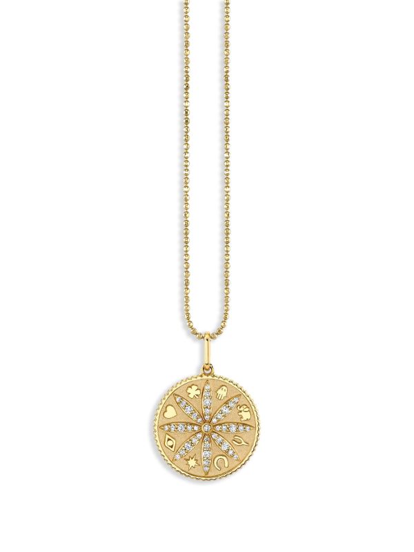 Sydney Evan 14K yellow gold small Sand Dollar diamond pendant charm | Browns Fine Necklaces