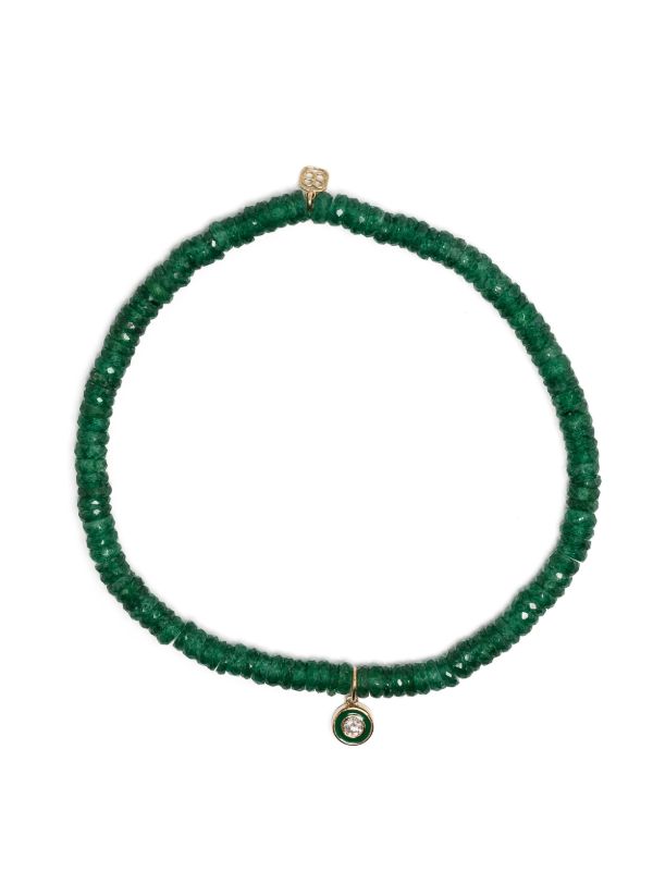 Sydney Evan 14K yellow gold Small Station aventurine and diamond bracelet | Browns Bracelets