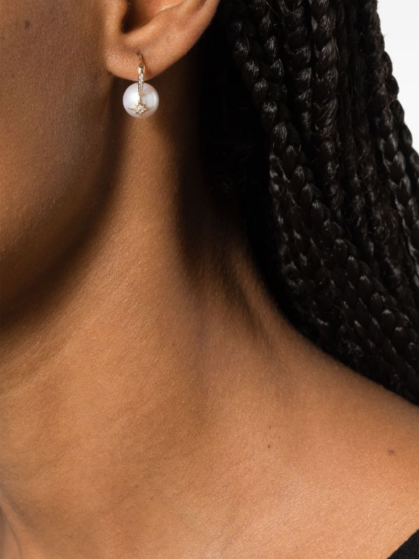 Sydney Evan 14K Yellow Gold Starburst Pearl And Diamond Drop Earrings | Browns Fine Earrings