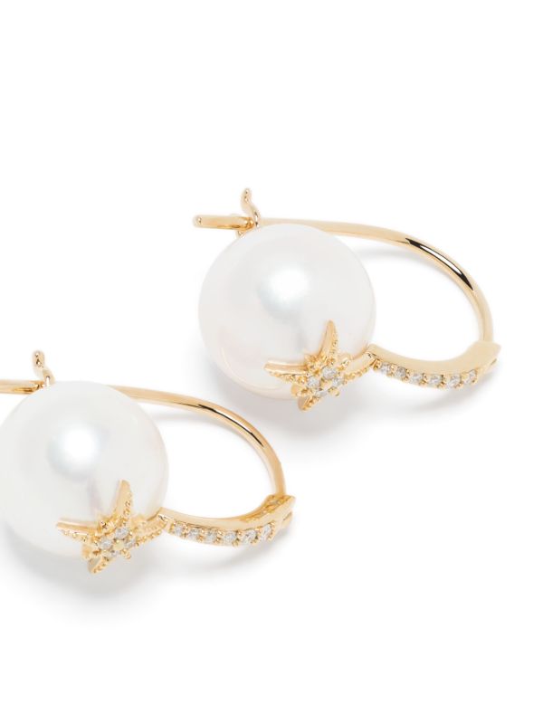 Sydney Evan 14K Yellow Gold Starburst Pearl And Diamond Drop Earrings | Browns Fine Earrings