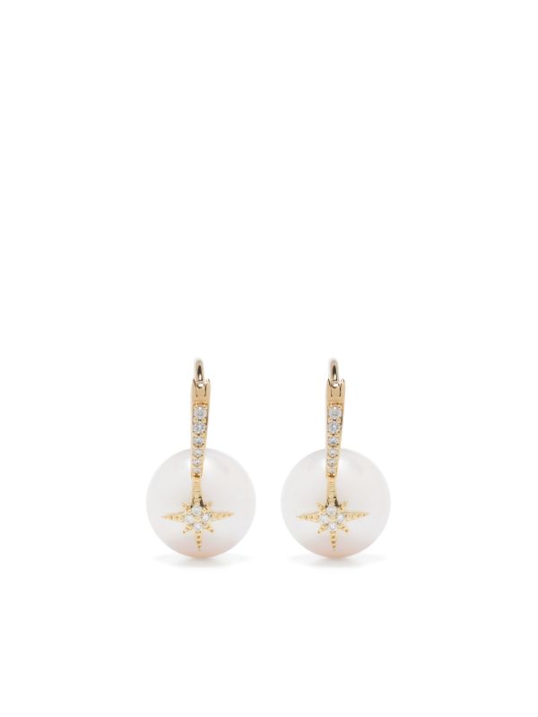 Sydney Evan 14K yellow gold Starburst pearl and diamond drop earrings | Browns Fine Earrings