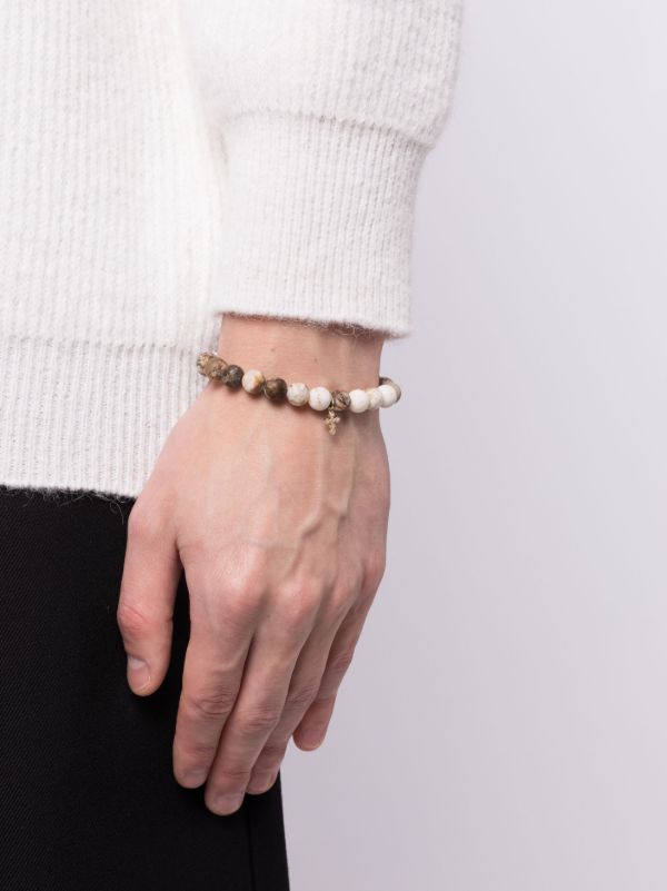 Sydney Evan 14k Yellow Gold Tiny Bezel Cross Charm Beaded Bracelet | Browns Bracelets