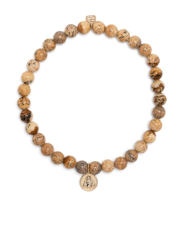 Sydney Evan 14K yellow gold Tiny Buddha jasper bracelet | Browns Bracelets
