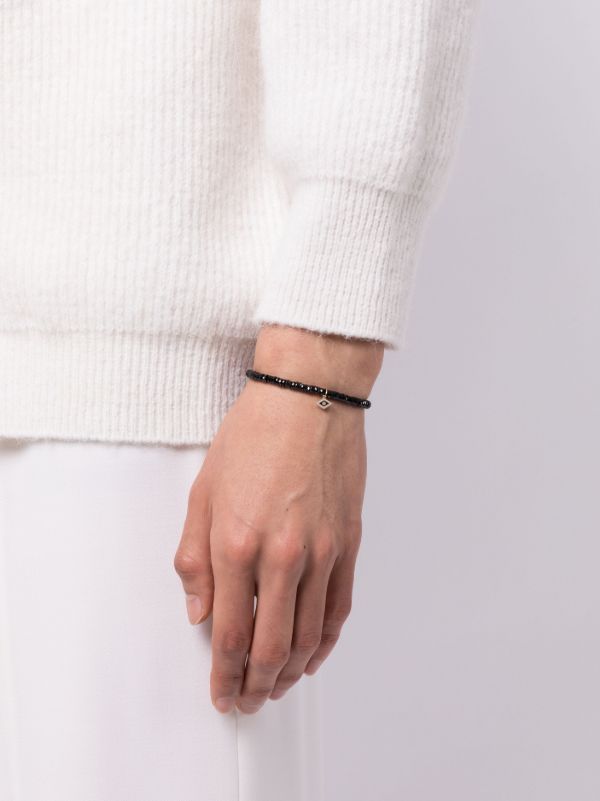 Sydney Evan 14K Yellow Gold Tiny Groovy Eye Onyx And Diamond Bracelet | Browns Bracelets