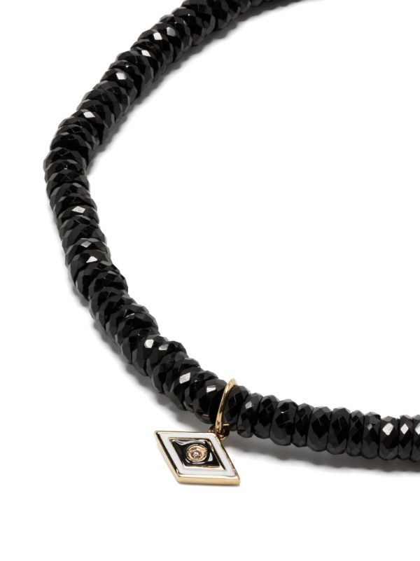 Sydney Evan 14K Yellow Gold Tiny Groovy Eye Onyx And Diamond Bracelet | Browns Bracelets