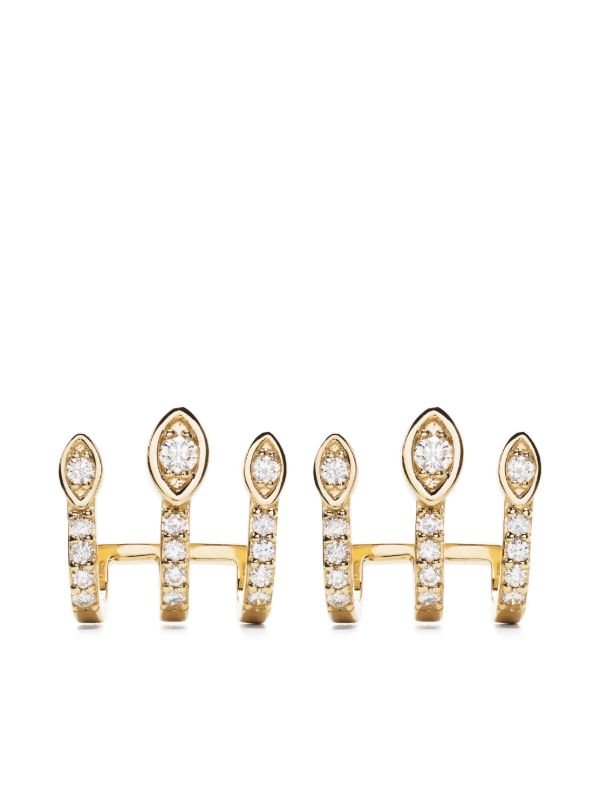 Sydney Evan 14K Yellow Gold Triple Bar Diamond Stud Earrings | Browns Fine Earrings