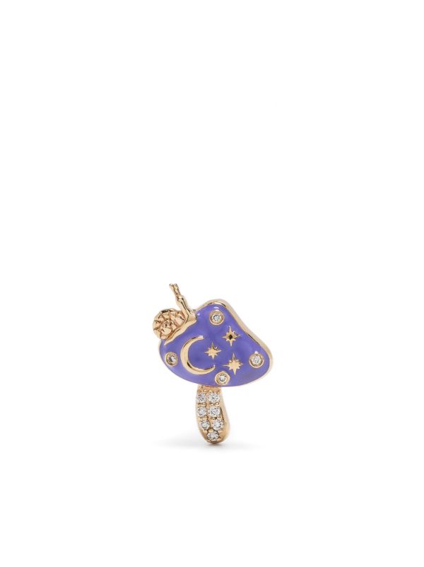 Sydney Evan 14kt yellow gold Celestial Mushroom stud earrings | Browns Earrings