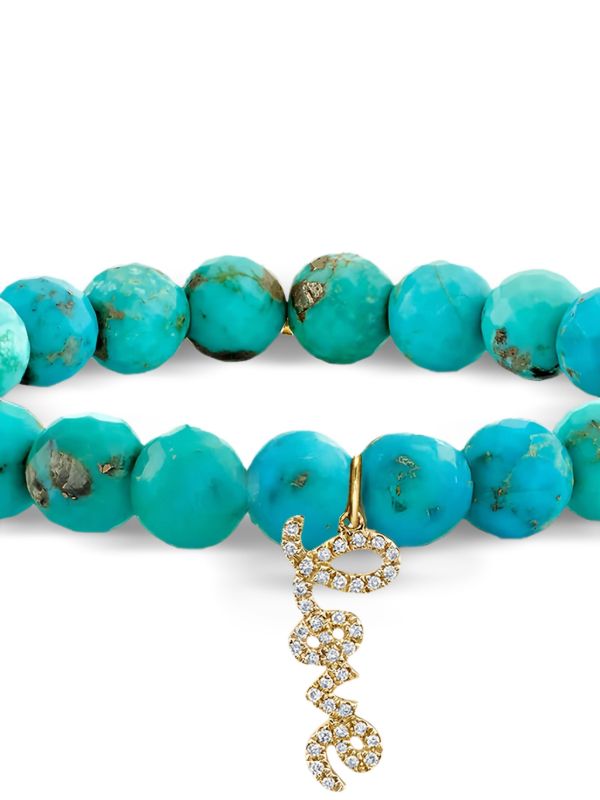 Sydney Evan 14kt Yellow Gold Love Script Turquoise And Diamond Bracelet | Browns Fine Bracelets