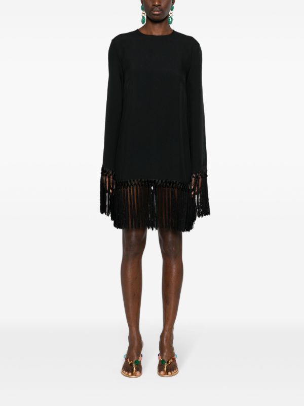 Taller Marmo Black Claudia Fringed Mini Dress | Browns Cocktail & Party Dresses