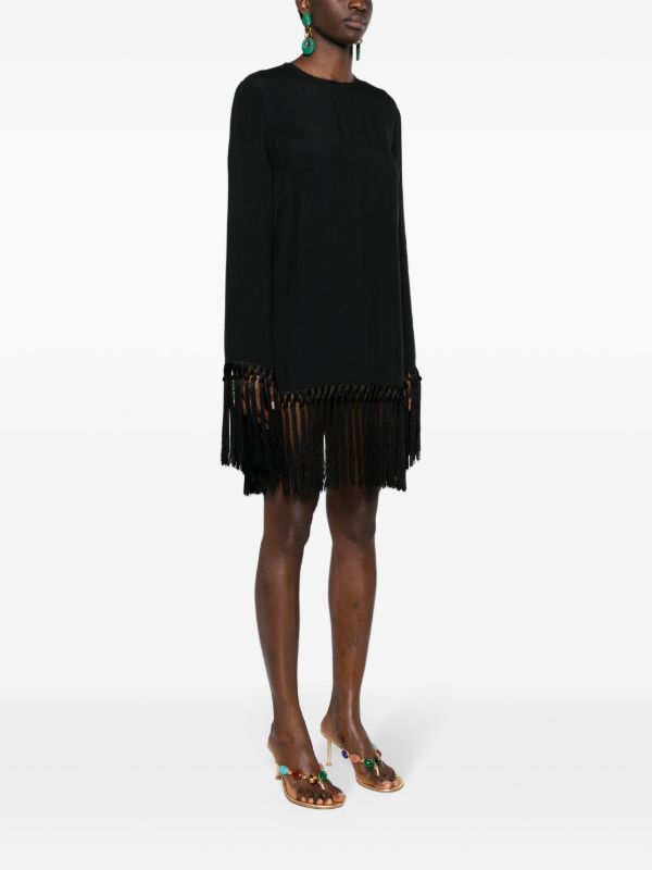 Taller Marmo Black Claudia Fringed Mini Dress | Browns Cocktail & Party Dresses