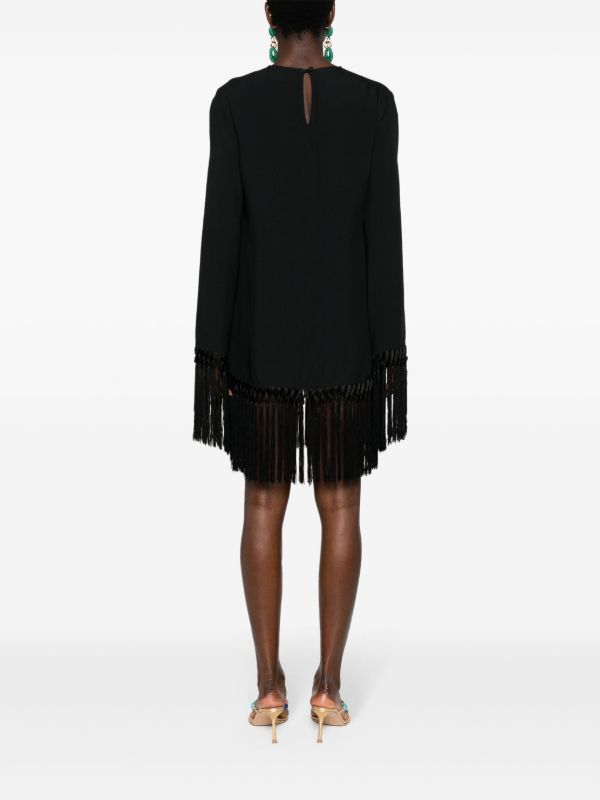 Taller Marmo Black Claudia Fringed Mini Dress | Browns Cocktail & Party Dresses