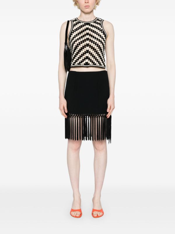 Taller Marmo Black Fringed Pencil Skirt | Browns Straight Skirts