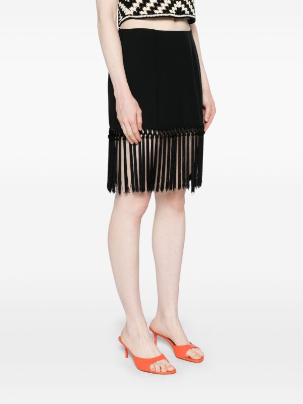 Taller Marmo Black Fringed Pencil Skirt | Browns Straight Skirts