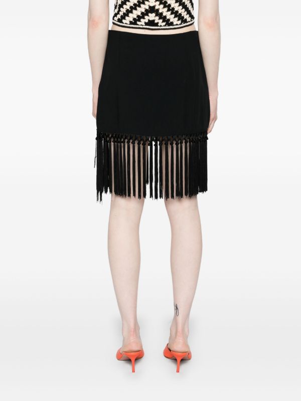 Taller Marmo Black Fringed Pencil Skirt | Browns Straight Skirts