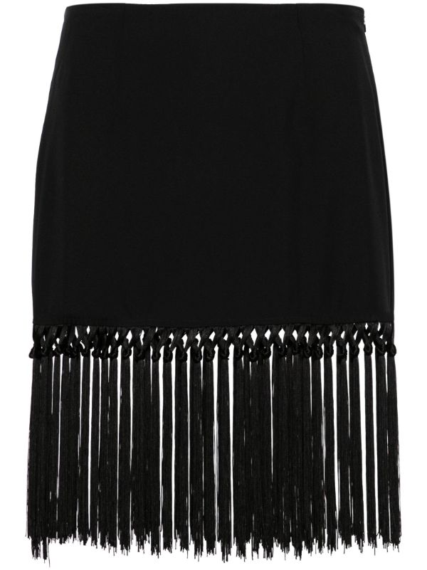 Taller Marmo Black Fringed Pencil Skirt | Browns Straight Skirts