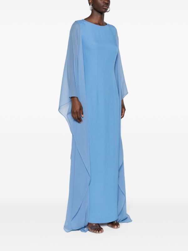 Taller Marmo Blue Draped-Sleeve Gown | Browns Evening Dresses