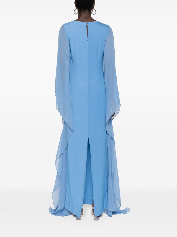 Taller Marmo Blue Draped-Sleeve Gown | Browns Evening Dresses