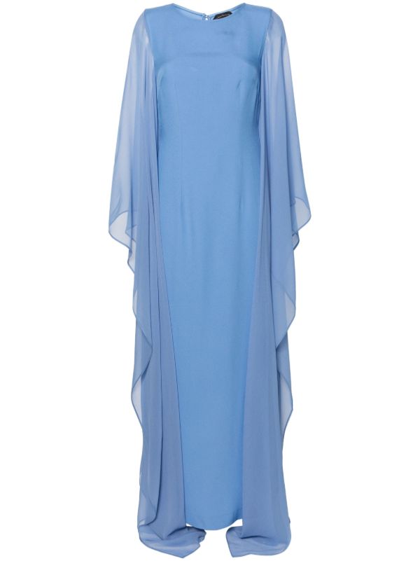 Taller Marmo Blue Draped-Sleeve Gown | Browns Evening Dresses