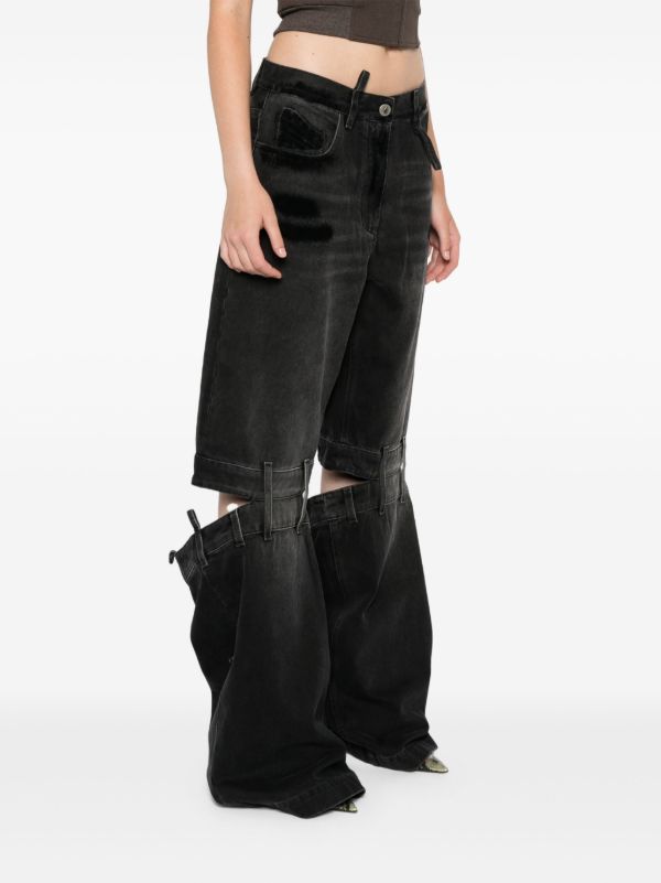 The Attico Black Ashton Cut-Out Wide Jeans | Browns Wide-Leg Jeans