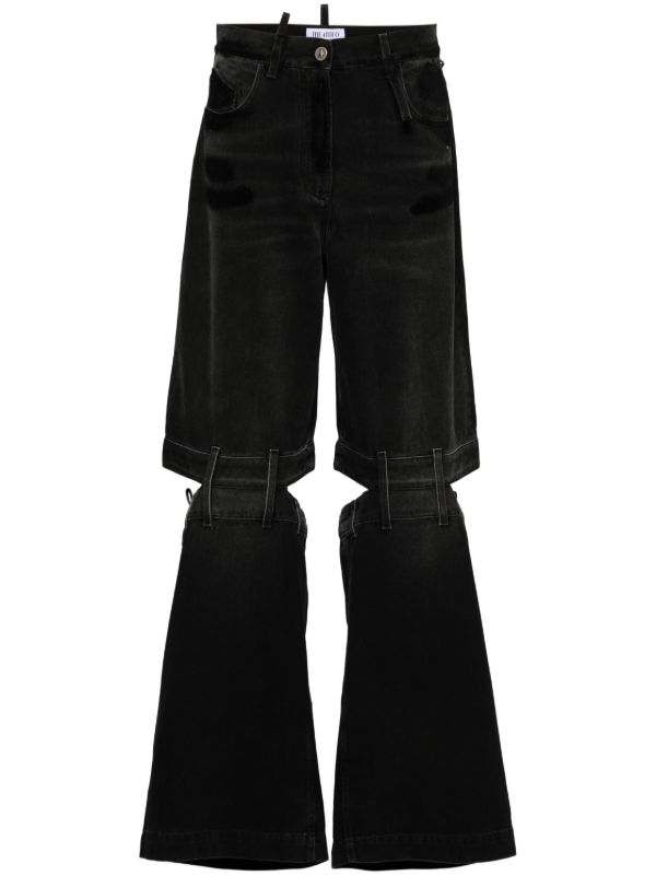 The Attico Black Ashton Cut-Out Wide Jeans | Browns Wide-Leg Jeans