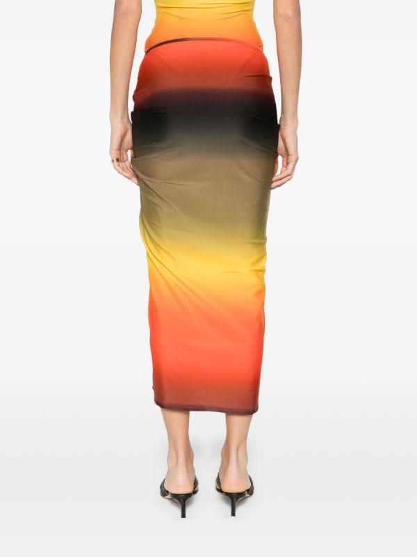 The Attico Gradient-effect Midi Skirt | Browns Straight Skirts