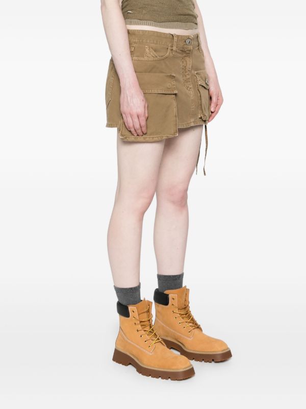 The Attico Green Cotton Cargo Mini Skirt | Browns Fitted Skirts