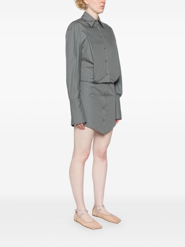 The Attico Grey Layered Cotton Shirt Dress | Browns Day Dresses