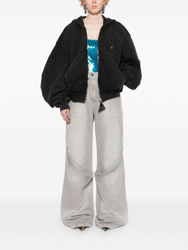 The Attico Grey Mid-rise Wide-leg Jeans | Browns Wide-Leg Jeans