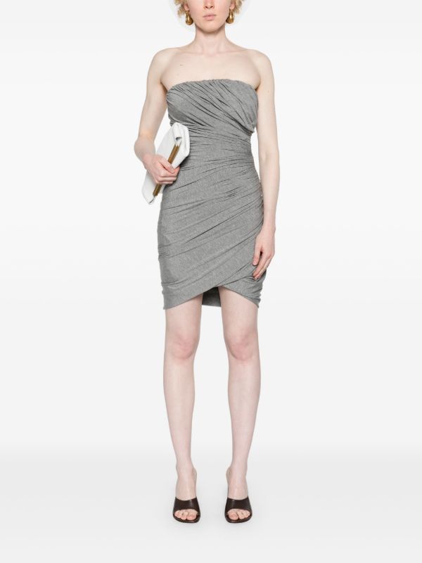 The Attico Grey Ruched Jersey Mini Dress | Browns Cocktail & Party Dresses