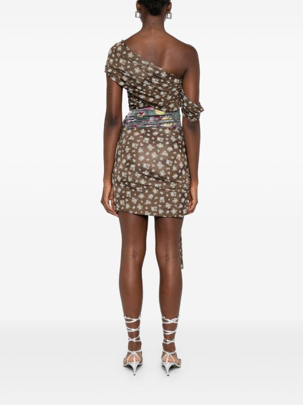 The Attico One-shoulder Patchwork Mini Dress | Browns Cocktail & Party Dresses