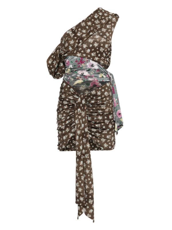 The Attico one-shoulder patchwork mini dress | Browns Cocktail & Party Dresses