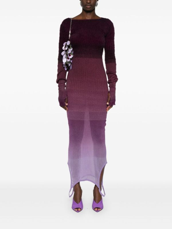 The Attico Purple Gradient-Effect Knitted Convertible Dress | Browns Sweater Dresses