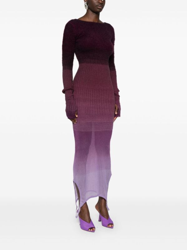 The Attico Purple Gradient-Effect Knitted Convertible Dress | Browns Sweater Dresses