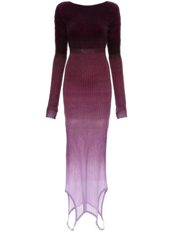 The Attico Purple Gradient-Effect Knitted Convertible Dress | Browns Sweater Dresses